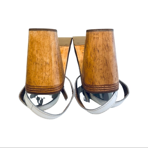 Women's Sandals, ROX, White, Wood Sole and Heel, Adjustable Ankle Strap, Size 6 - Picture 5 of 10